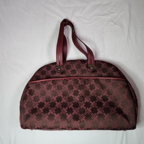 Tumi Signature Monogram laptop tablet tote bag maroon pink lining - Picture 2 of 16